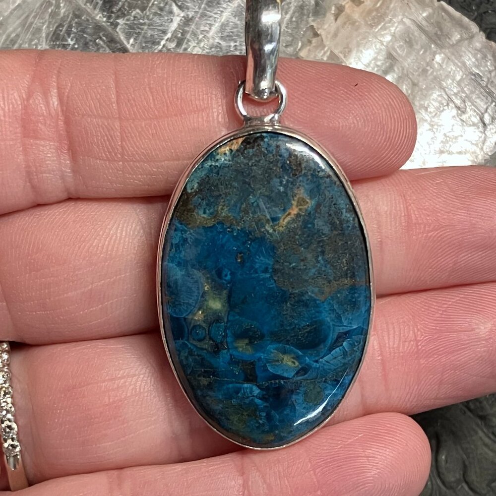 Shattuckite Azurite Pendant Stone Crystal Jewelry